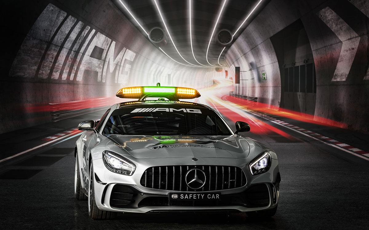 Mercedes AMG Safety Car GT R frente tunel fx