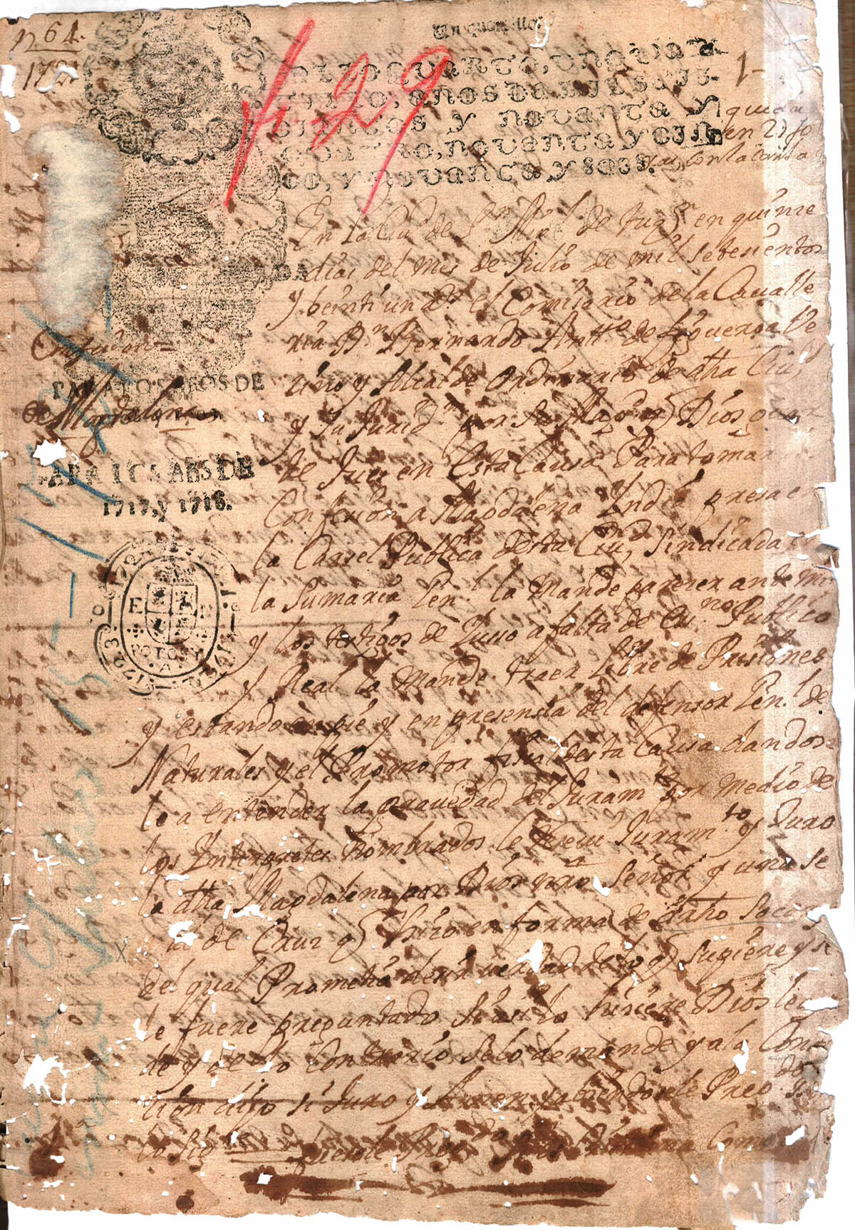Caja 2 Exp. 1 Año 1721 f 27V
